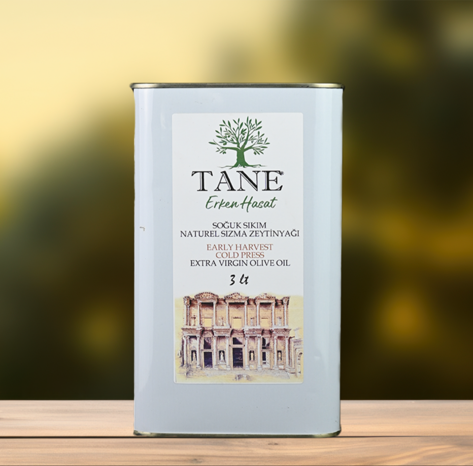 Tane Erken Hasat Soğuk Sıkım Zeytinyağı 3 Litre - Teneke